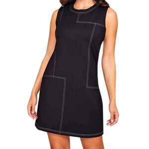 Peace of Cloth A-Line Reid Dress Size M Black w/White Stitching Sleeveless